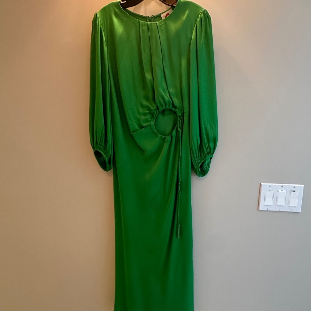 Farm Rio Crew Midi Dress with keyhole and tassle details